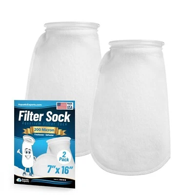 Aquatic Experts 7-Inch Ring 200 Micron Felt Filter Socks - Long for Aquariums