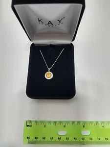 Citrine Necklace Lab-Created Sapphire Sterling Silver (20" box chaine) - Picture 1 of 3