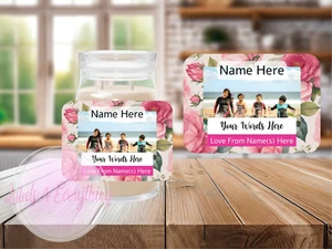 Personalised Photo Candle Label Sticker Wedding Party Birthday Present Gift D5 - Picture 1 of 1