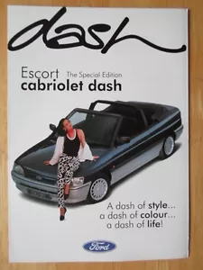 FORD ESCORT CABRIOLET DASH Special Limited Edn orig 1992 UK Mkt Sales Brochure - Picture 1 of 4