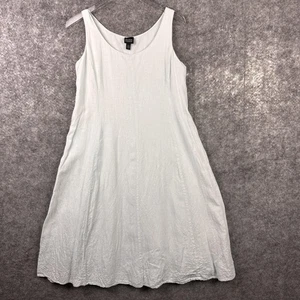 Eileen Fisher Dress Womens Small Teal 100% Irish Linen Chenille Dot Hem Tank - Picture 1 of 10
