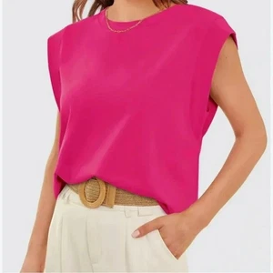 Blusa femenina Nordstrom sin mangas rosa magenta ojo de cerradura se adapta a mujer pequeña usada en excelente estado - Imagen 1 de 7