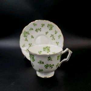 Vintage John Aynsley "Shamrock" Tea Cup & Saucer Set Bone China England - Picture 1 of 17