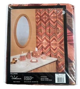 Vintage 90er Vohann Telluride Aztec Southwestern Duschvorhang NEU Orange Braun - Bild 1 von 9