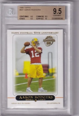 Aaron Rodgers Topps Rookie #431 BGS 2005 gema como nueva 9,5 Foto 1 de 2