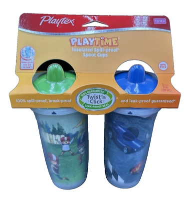 2 чашки Playtex носик Sippy 12 M изолированный X2 чашка 2014 футбол пролить доказательство 9 унций - Изображение 1 из 4