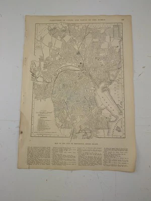 Vintage 1917 PROVIDENCE RHODE ISLAND City Map Wall Decor Authentic 15"x10-3/4" - Image 1 of 2