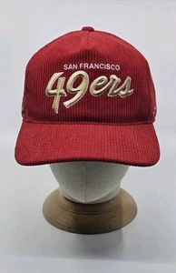 47 Hitch NFL San Francisco 49ers Corduroy Script Letter Snapback Hat Red New - Picture 1 of 9