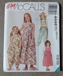 McCall's 6596 Niñas Vestido de Verano Mono 4 5 6 SIN CORTAR De colección 1993 - Imagen 1 de 2