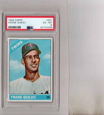 psa 6 1966 #207 frank quilici minnesota twins card topps - Image 1 of 2