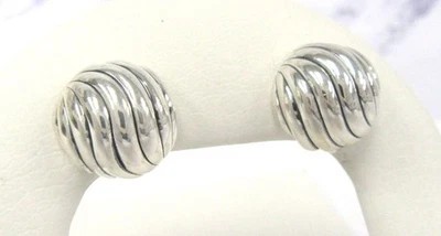 David Yurman Sterling Silver Sculpted Cable Stud Earrings - 1/2" Wide - Image 1 of 4