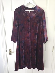 Seasalt Hollyhock Dress Velvet Size 20 Pressed Foilage Burgundy Viscose & Silk - Picture 1 of 14