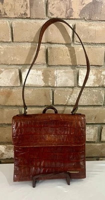 Vintage Giorgio Beverly Hills Shoulder Bag Croc Embossed Leather Made in Italy - Image 1 of 4
