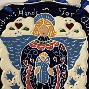 Beautiful Folk Art Motherhood Plaque / Mother’s Day Decor Gift Blue & White Love - Picture 1 of 8