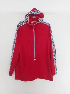 mens NIKE hoodie Taped Poly Half Zipped size Medium Red  - Picture 1 of 7