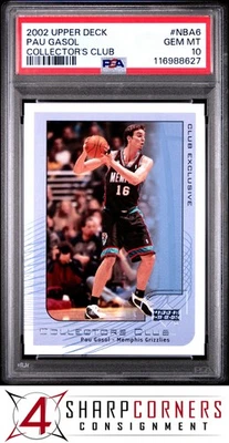 Club de coleccionistas de cubierta superior 2002 #NBA6 PAU Gasol Hof Pop 6 PSA 10 Foto 1 de 3