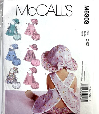 McCall's Bebé Costura Patrón 6 meses - 24 meses Vestido Sombrero Bragas Nuevo SIN CORTAR 6303 Foto 1 de 2