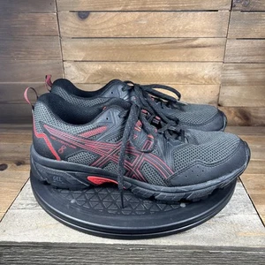 ASICS Mens SIze 8 GEL-VENTURE 8 Running Shoes Sneakers Trail Black Red EUC - Picture 1 of 10