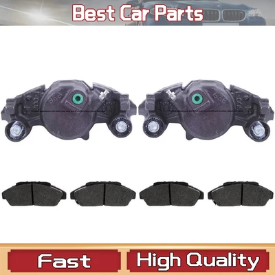 Front Left + Right Brake Calipers & Metallic Pads For 1985-1989 Buick Electra - Image 1 of 4