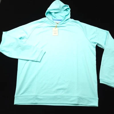 PETER MILLAR GOLF HOODIE SWEATER -XXL- AQUA BLUE POLY SUMMER COMFORT CROWN SPORT - Image 1 of 4