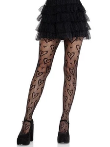 Cherie Heart Net Tights O/s - Black - Picture 1 of 2