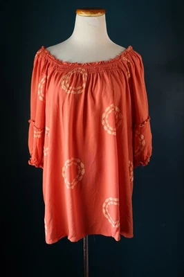 Blusa Millenium Manga Corta Coral Campesina Fuera del Hombro Túnica Boho 3X Foto 1 de 4