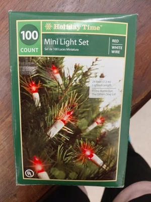 Holiday Time Mini Light Set 100 Count each  Multi Color, Red/white Wire - Image 1 of 3
