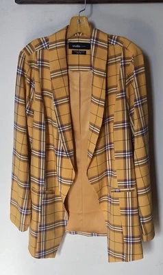 Chaqueta Blazer Studio Torrid Talla 1 XL Amarilla Forrada a Cuadros Ligera Otoño Despistada Foto 1 de 4