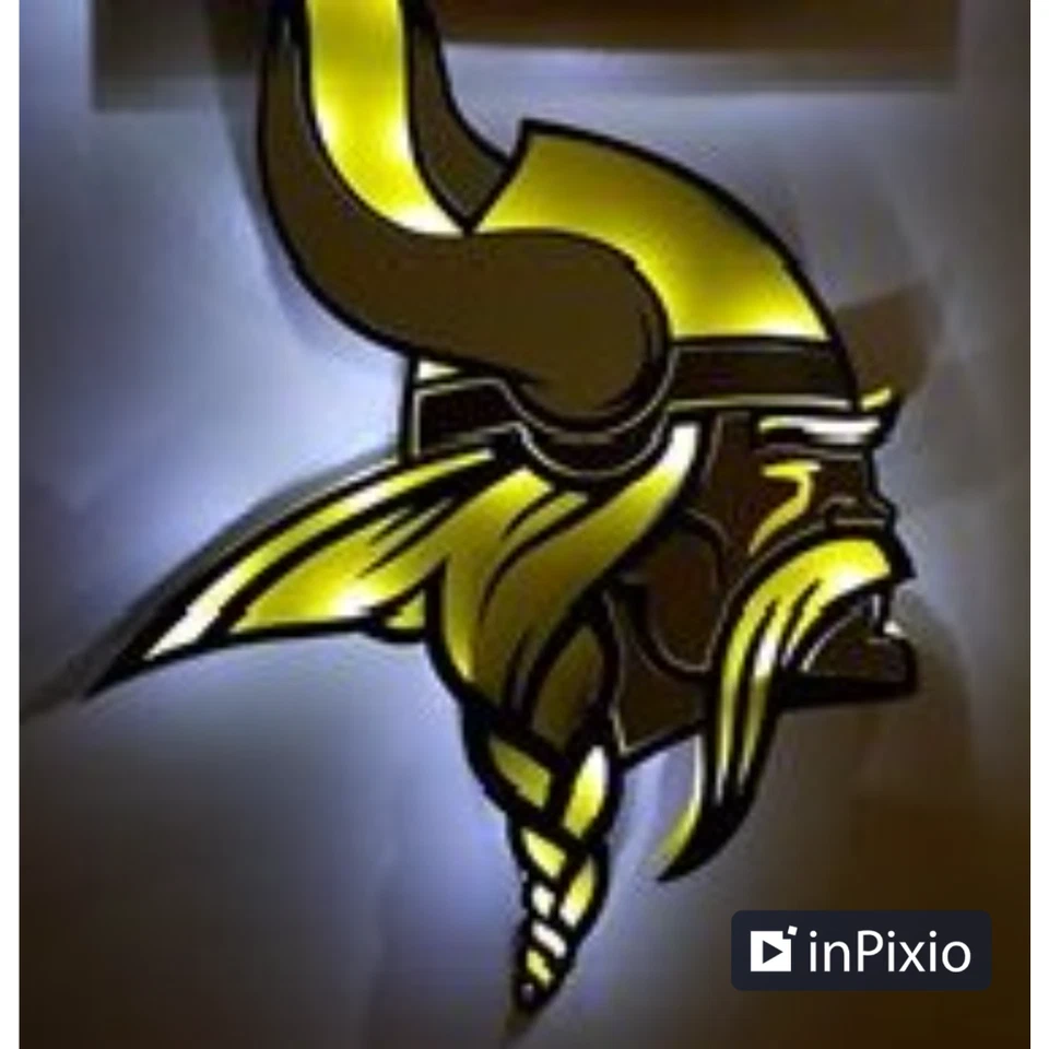 Letrero iluminado 3D - Letrero de bar Man Cave Minnesota Vikings Foto 1 de 1