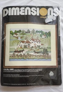 Kit bordado crewel 1984 Wysocki 1266 Dimensions Vintage “Fox Hill Farm” nuevo - Imagen 1 de 4