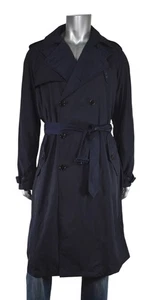 Men's Ralph Lauren Purple Label Navy Belted Suede Trim Trench Coat L New $2795 - Picture 1 of 7