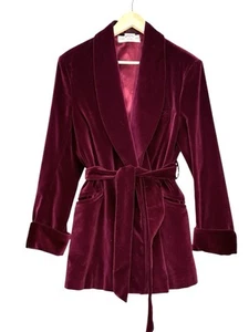 Chaqueta para fumar de terciopelo borgoña Brooks Brothers con cinturón talla M unisex de colección - Imagen 1 de 15