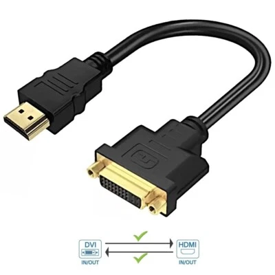 Bidirektionales HDMI zu DVI Adapter Kabel DVI-I Buchse auf HDMI Stecker 1080p - Bild 1 von 4
