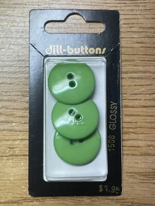 DILL BUTTONS Round Lime Green Glossy 2-Hole Flat #1508 ~ 7/8" (23mm) | 3 Pack - Picture 1 of 3