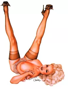 High Heels Classic Blond PinUp Girl Sticker ART Decal by Olivia de Berardinis - Picture 1 of 1
