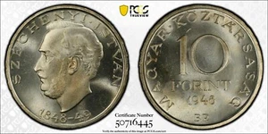 1948 BP Hungary 10 Forint 1848 Revolution Centenary - PCGS MS65 - Picture 1 of 3