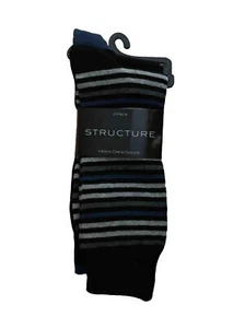 Sears 2er-Pack Crew-Herrensocken Größe 10-13 schwarz/weiß gestreift - Bild 1 von 4