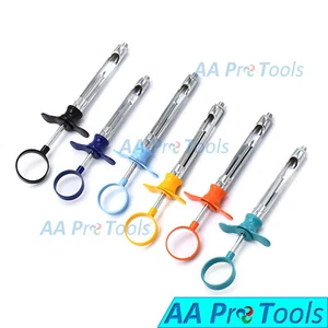 6 Pieces Mix Color Handle Dental Aspirating Syringe 1.8cc C-W Type Brand New - Picture 1 of 8