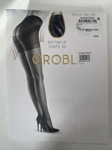 New Women's OROBLU Black Shock Up Bottom Up Tights 40 Size S - Picture 1 of 4