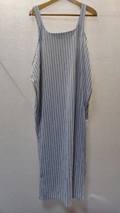 ZARA Size Small Grey Stripe Dungaree Style Dress Relaxed Fit Oversize - Picture 1 of 3