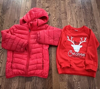 Lote de 2 Chaqueta acolchada de plumón Niñas Camisa de vacaciones Reno 6/7 Foto 1 de 4
