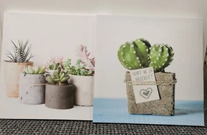 Bild*Gallerie*Gemälde*Leinwand*Wandbild*Druck*Kakteen*Kaktus*2er Set - Bild 1 von 4