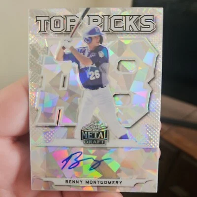 💥2021 BENNY MONTGOMERY LEAF METAL DRAFT TOP PICKS SP SILVER CRACKED ICE RC AUT0 - Image 1 of 3