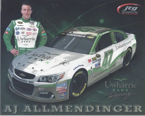 2016 AJ ALLMENDINGER "UWHARRIE BANK" #47 NASCAR SPRINT CUP B/B POSTCARD Cover