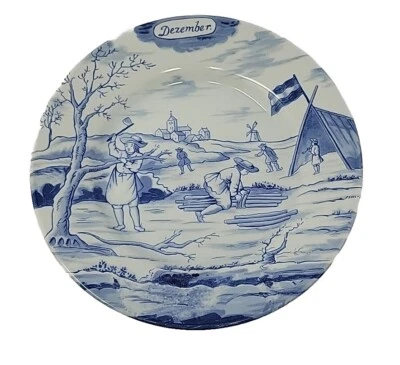 Delft Style Metropolitan Museum Of  Art Month Of The Year December Plate 9 1/4"  - Image 1 of 4