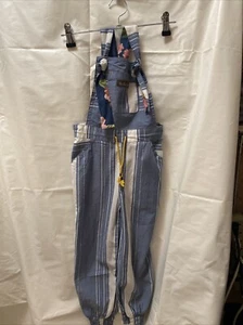 Matilda Jane Joanna Gaines Fancy Free Stripe Chambray Overalls Size 4 Blue - Picture 1 of 6