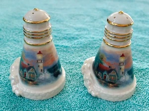 Vintage Lenox Salt & Pepper Shakers Thomas Kinkade Lighthouse 2002 - Picture 1 of 5