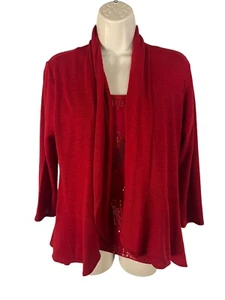 Elementz Womens PM Red Lined Front Cardigan Asymmetrical Hem - Picture 1 of 5