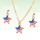  Retro Oil Drip Alloy American Flag Necklace Flag Star Shape Pendant Necklace