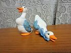 Vintage 2 County Style Hand Crafted White & Blue Ducks Figurines